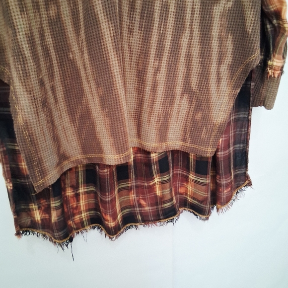 🔥Jaded Gypsy Urban Plaid Brown Jean Women's Tunic - Picture 7 of 8